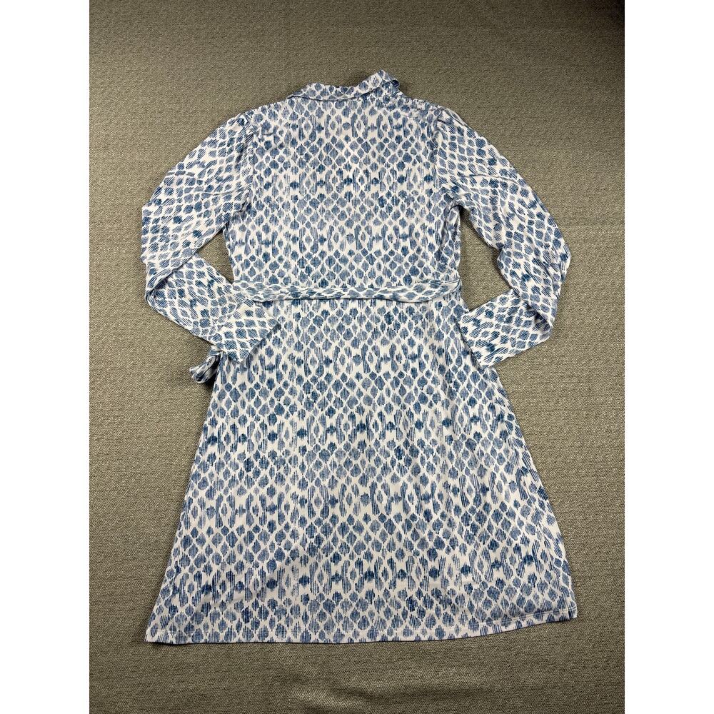 Tommy Bahama Carmela Dress S Blue White Ikat Print Split Neck Coastal Beach NWT - Picture 13 of 14
